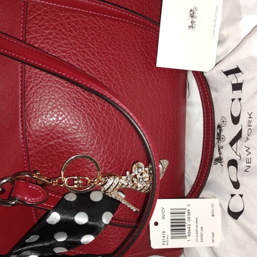 Coach Brooke Leather Suede Cherry crossbody satchel F31418. NWT - Picture 9 of 16